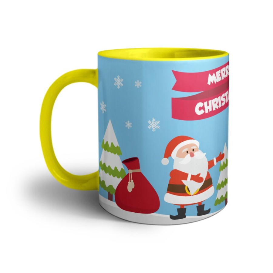 Tazza merry christmas con babbo natale e pupazzo di neve Natale