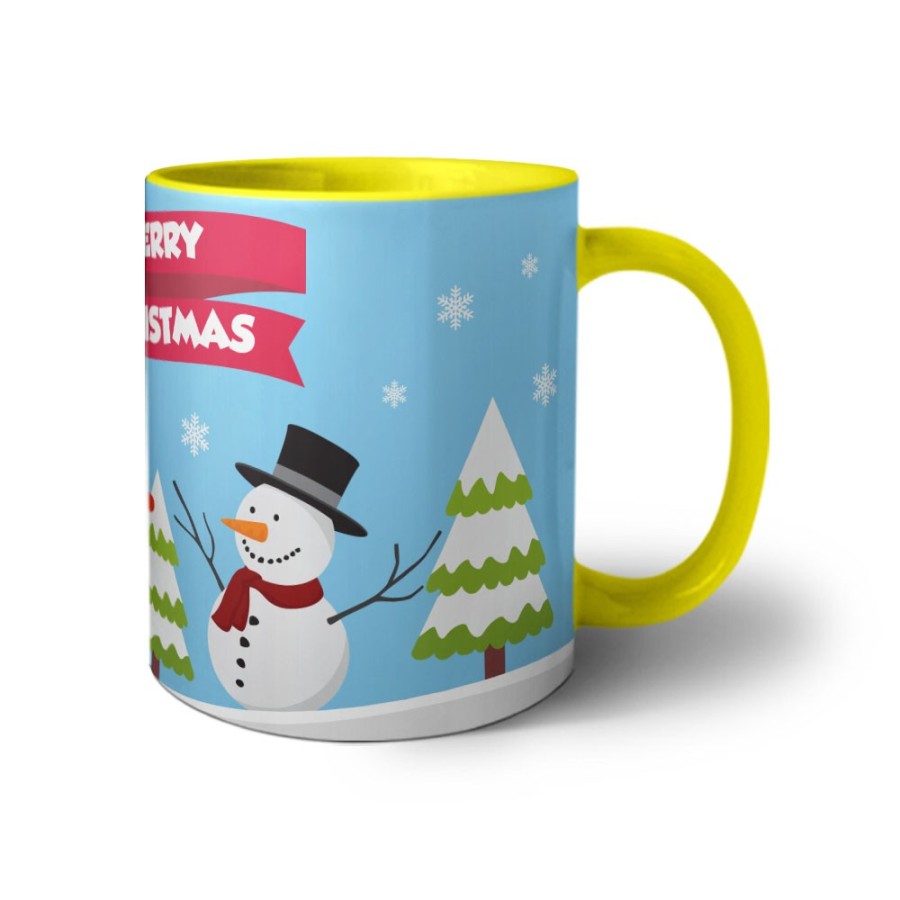 Tazza merry christmas con babbo natale e pupazzo di neve Natale