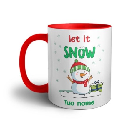 Tazza personalizzabile con nome pupazzo di neve let it snow
