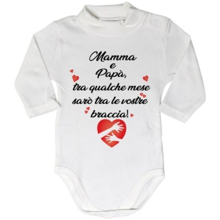Body lupetto neonato mamma e papà tra qualche mese sarò...