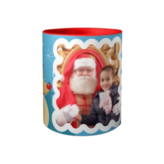 Tazza personalizzata con foto renna con babbo natale Natale