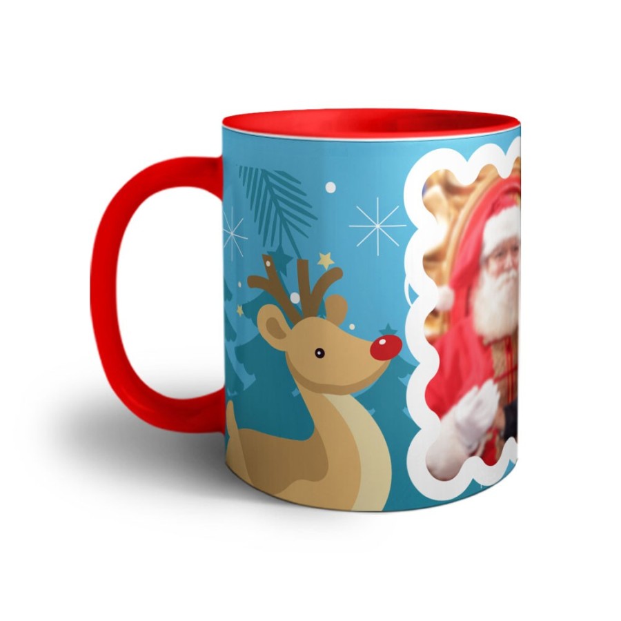 Tazza personalizzata con foto renna con babbo natale Natale