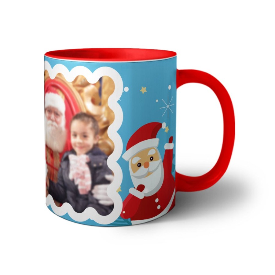 Tazza personalizzata con foto renna con babbo natale Natale