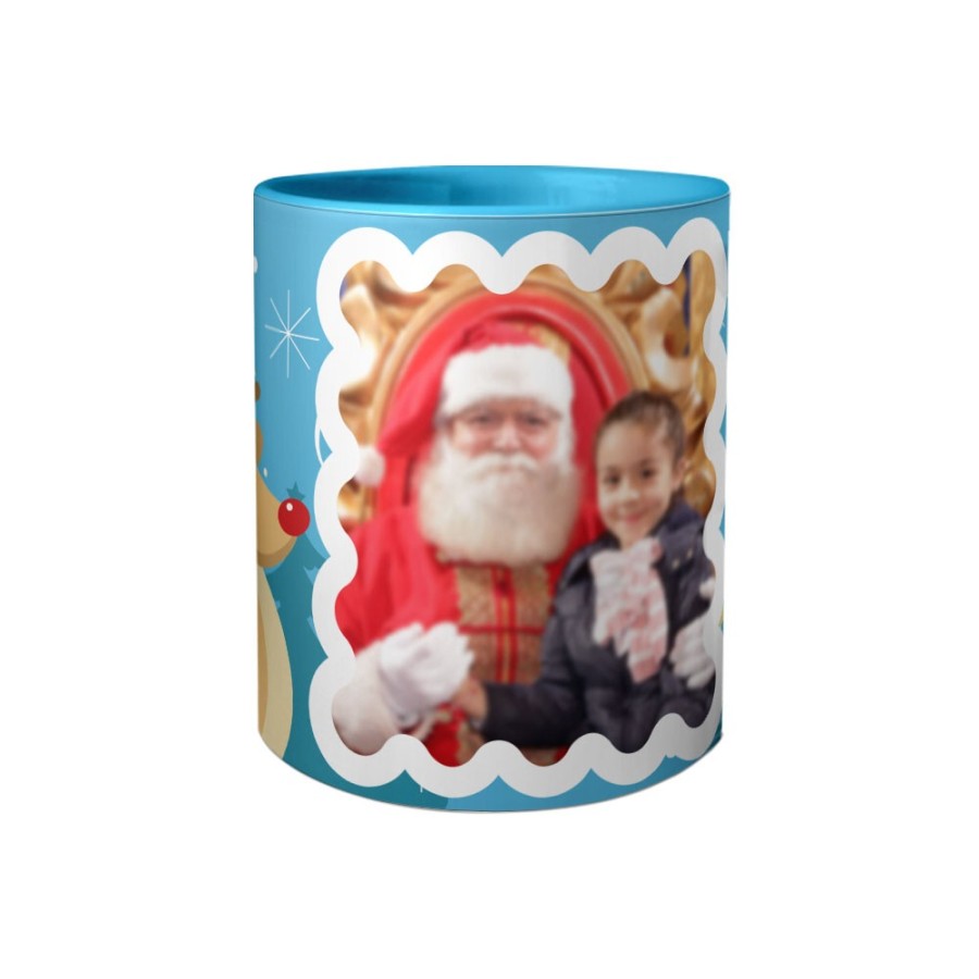 Tazza personalizzata con foto renna con babbo natale Natale