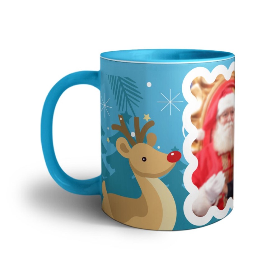 Tazza personalizzata con foto renna con babbo natale Natale