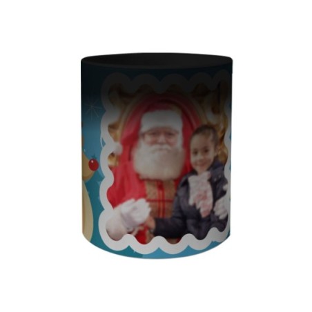 Tazza personalizzata con foto renna con babbo natale Natale
