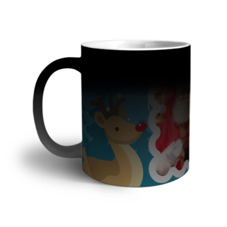 Tazza personalizzata con foto renna con babbo natale Natale