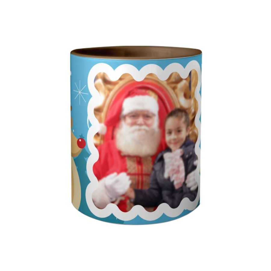Tazza personalizzata con foto renna con babbo natale Natale