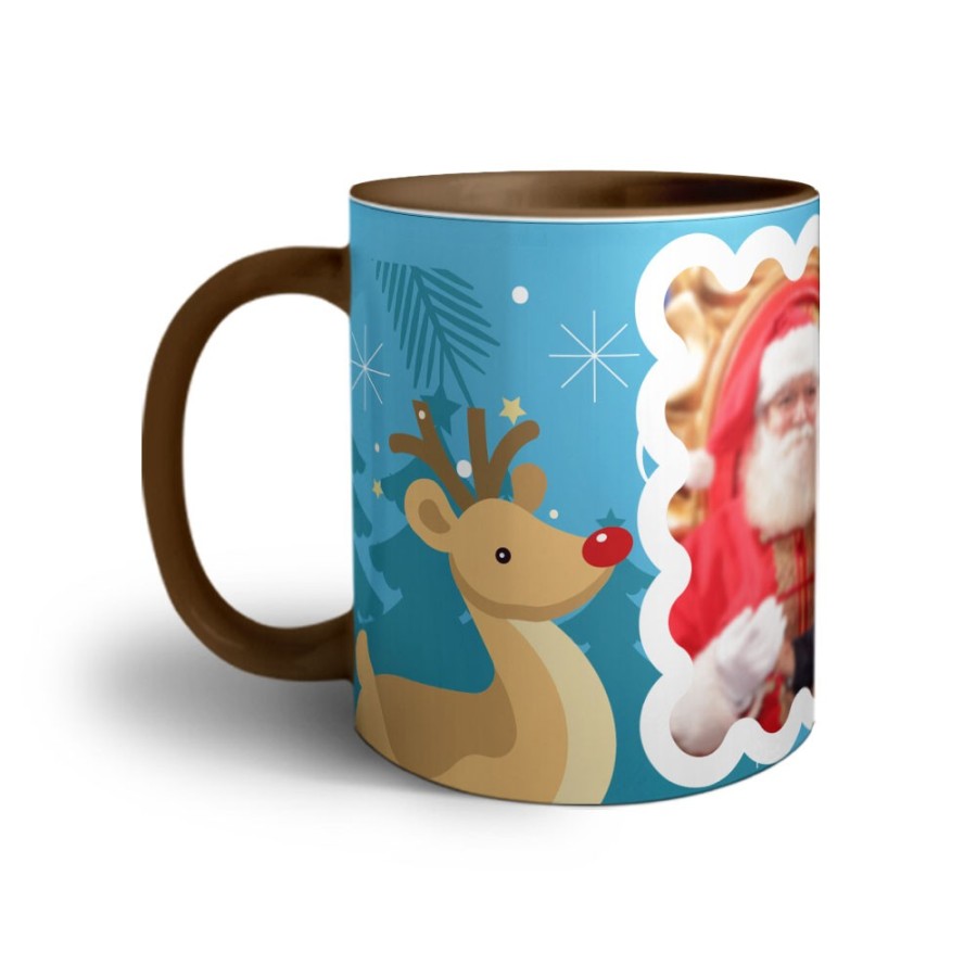 Tazza personalizzata con foto renna con babbo natale Natale