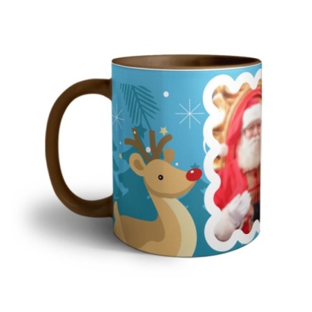 Tazza personalizzata con foto renna con babbo natale Natale