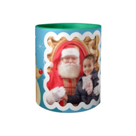 Tazza personalizzata con foto renna con babbo natale Natale