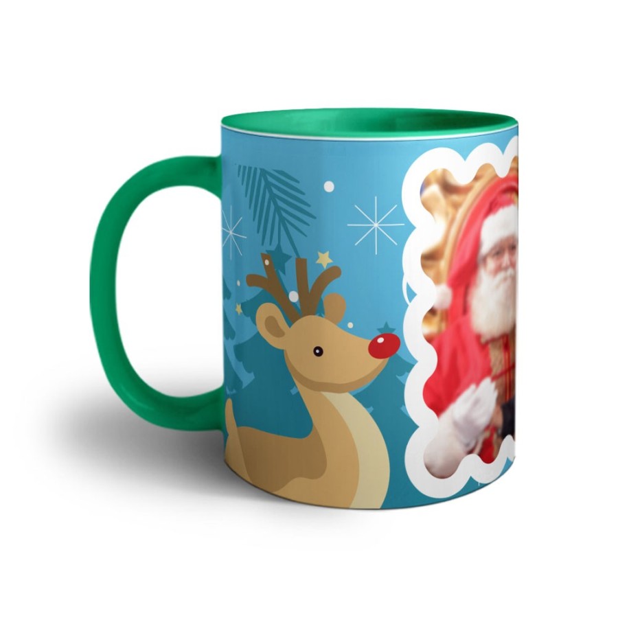 Tazza personalizzata con foto renna con babbo natale Natale