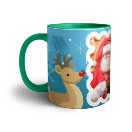Tazza personalizzata con foto renna con babbo natale Natale
