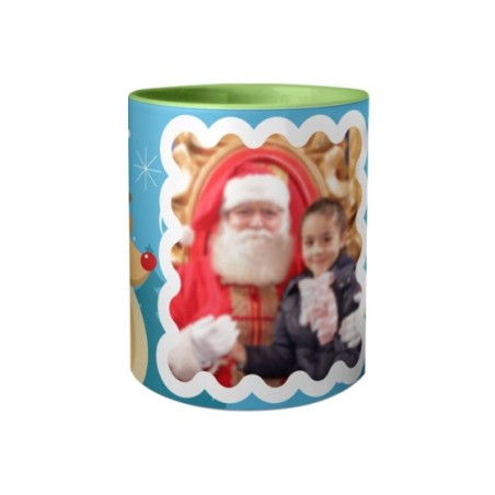 Tazza personalizzata con foto renna con babbo natale Natale