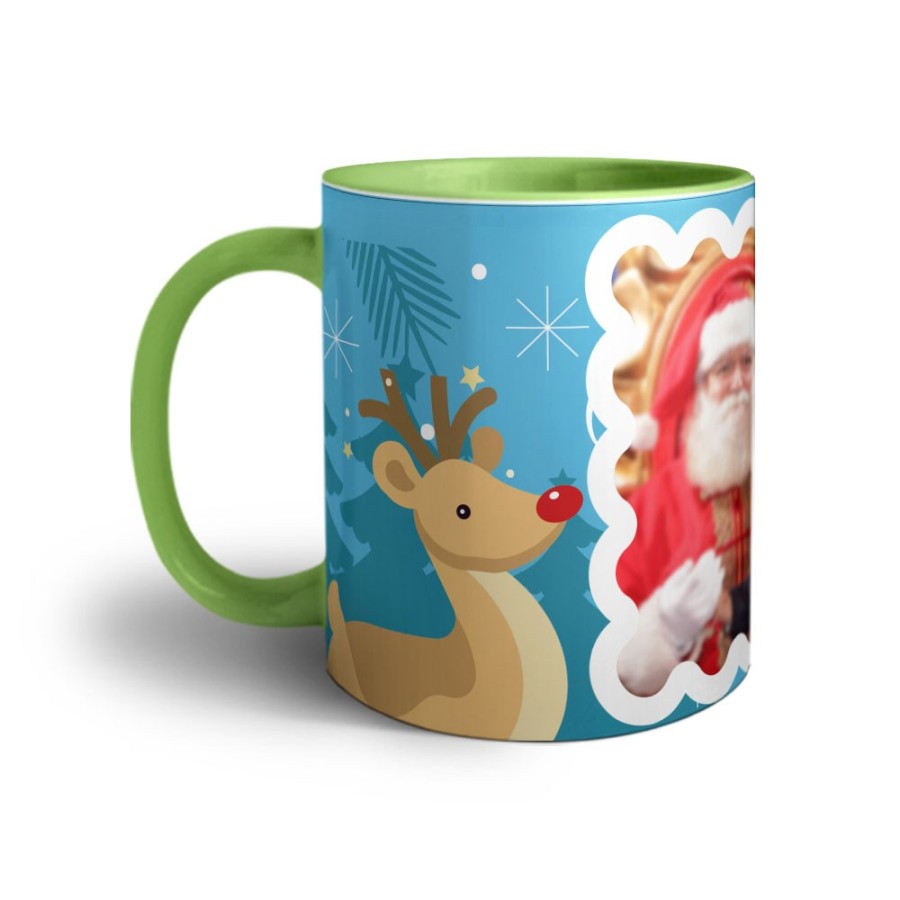 Tazza personalizzata con foto renna con babbo natale Natale