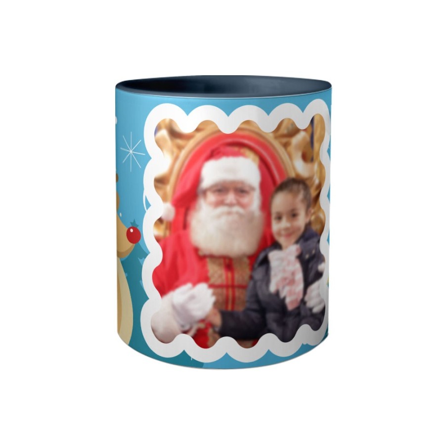 Tazza personalizzata con foto renna con babbo natale Natale
