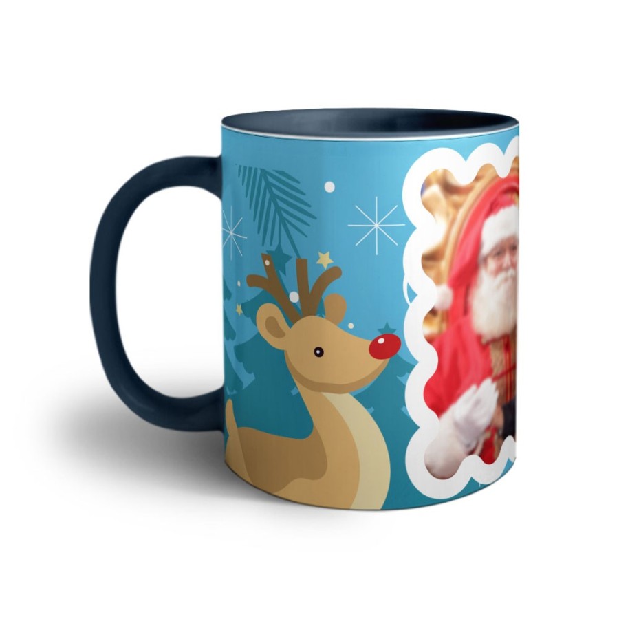 Tazza personalizzata con foto renna con babbo natale Natale