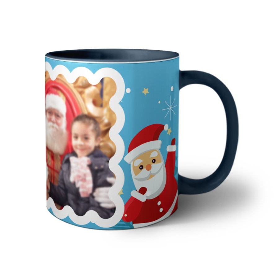 Tazza personalizzata con foto renna con babbo natale Natale