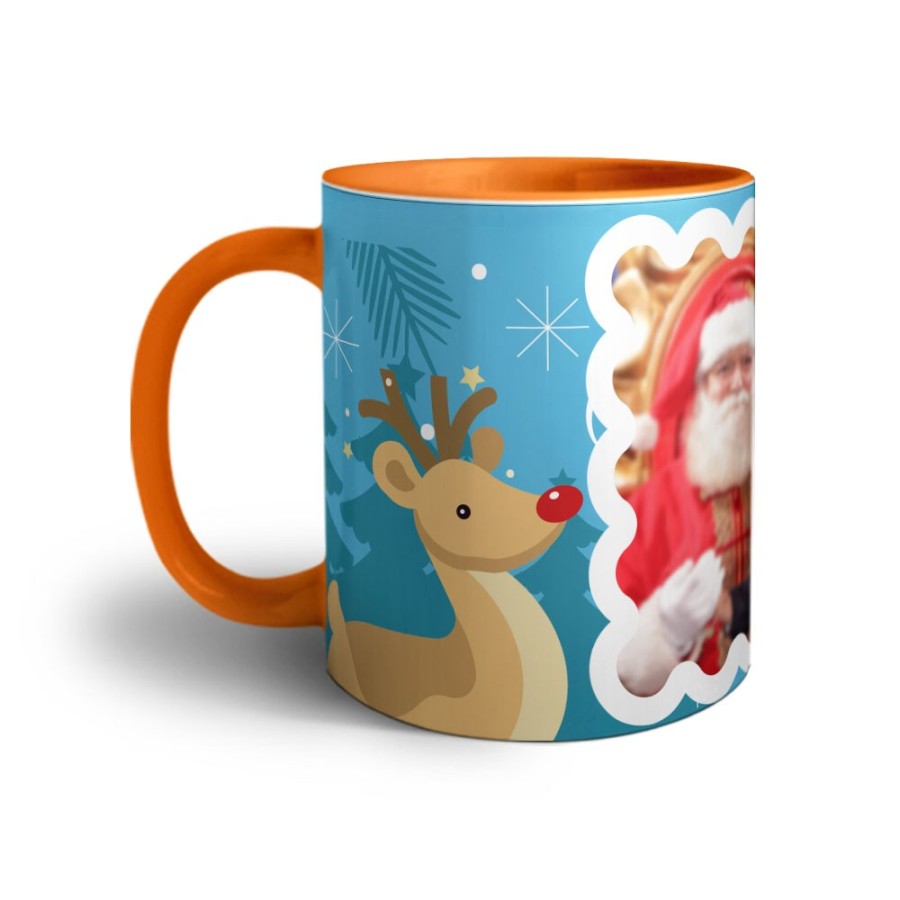 Tazza personalizzata con foto renna con babbo natale Natale