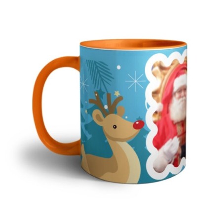 Tazza personalizzata con foto renna con babbo natale Natale