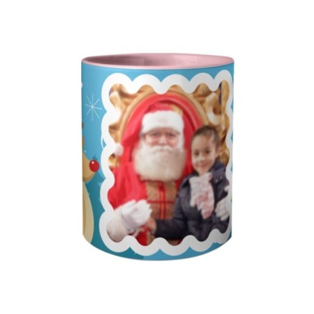 Tazza personalizzata con foto renna con babbo natale Natale