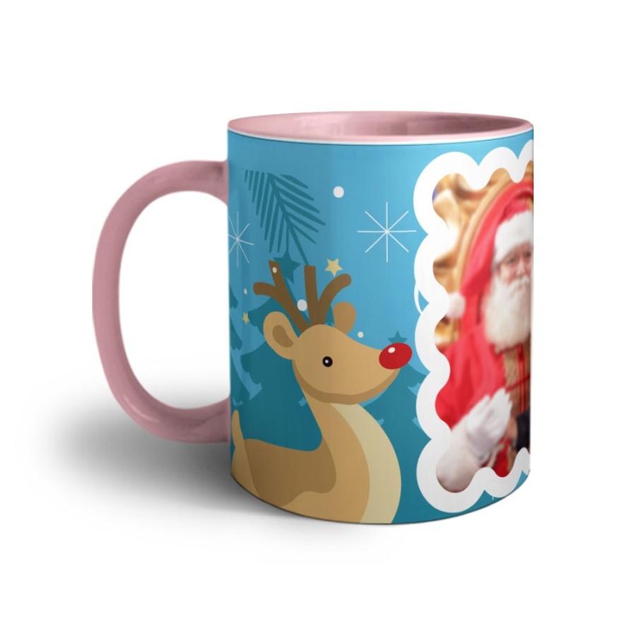 Tazza personalizzata con foto renna con babbo natale Natale