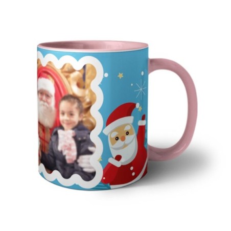 Tazza personalizzata con foto renna con babbo natale Natale