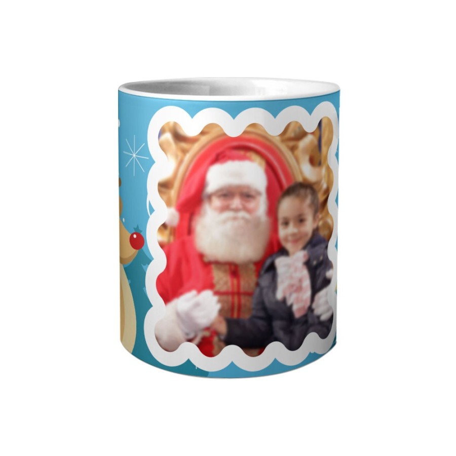 Tazza personalizzata con foto renna con babbo natale Natale