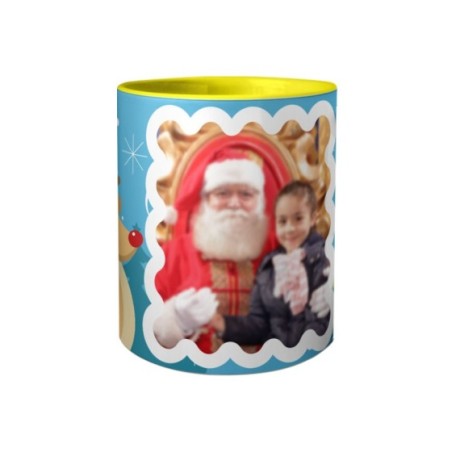 Tazza personalizzata con foto renna con babbo natale Natale