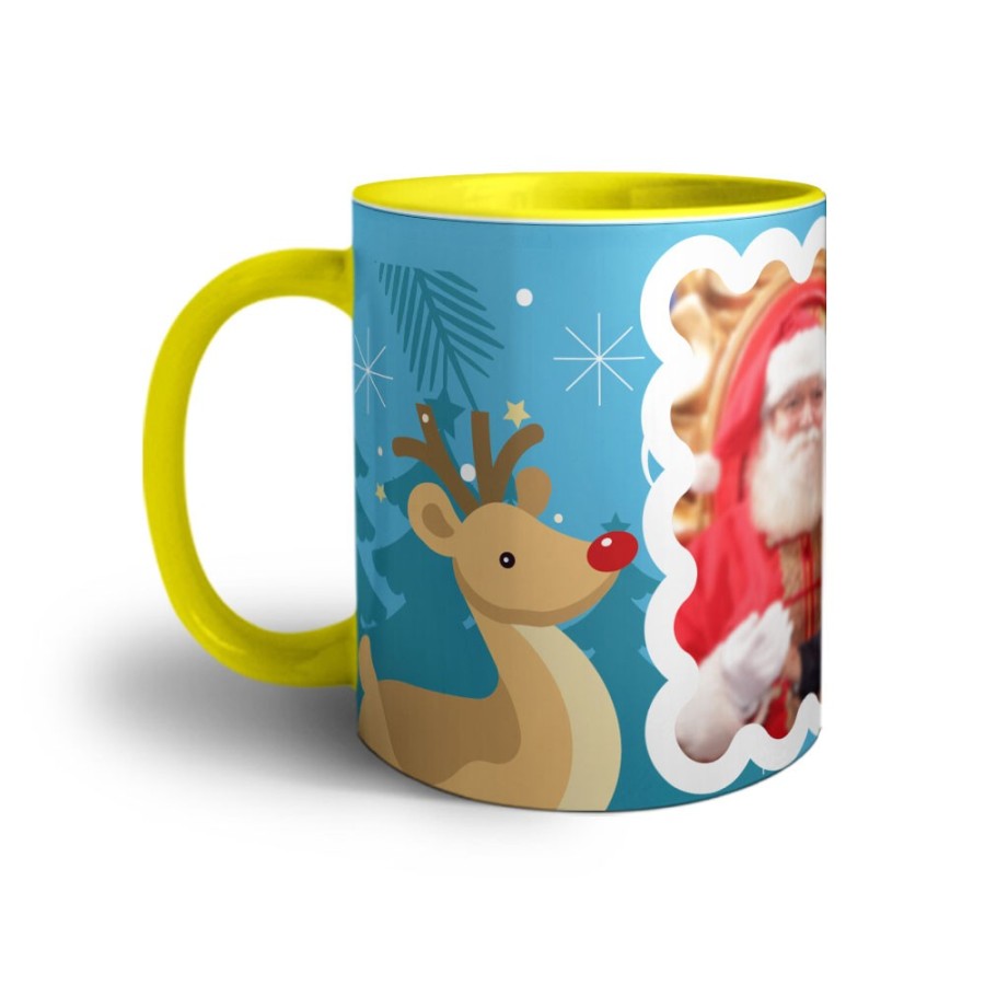 Tazza personalizzata con foto renna con babbo natale Natale