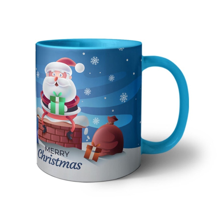 Tazza personalizzabile con nome merry christmas con santa claus e regali Natale