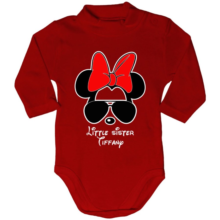 Body lupetto neonata personalizzato con nome little sister minnie Per la famiglia