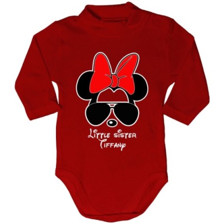 Body lupetto neonata personalizzato con nome little sister minnie Per la famiglia