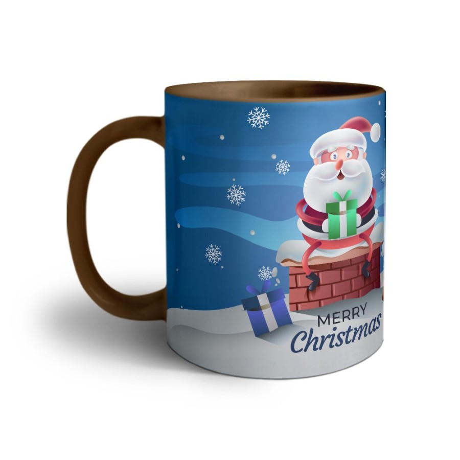 Tazza personalizzabile con nome merry christmas con santa claus e regali Natale