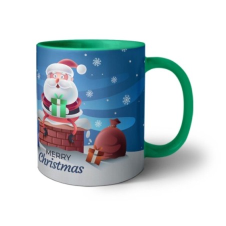 Tazza personalizzabile con nome merry christmas con santa claus e regali Natale