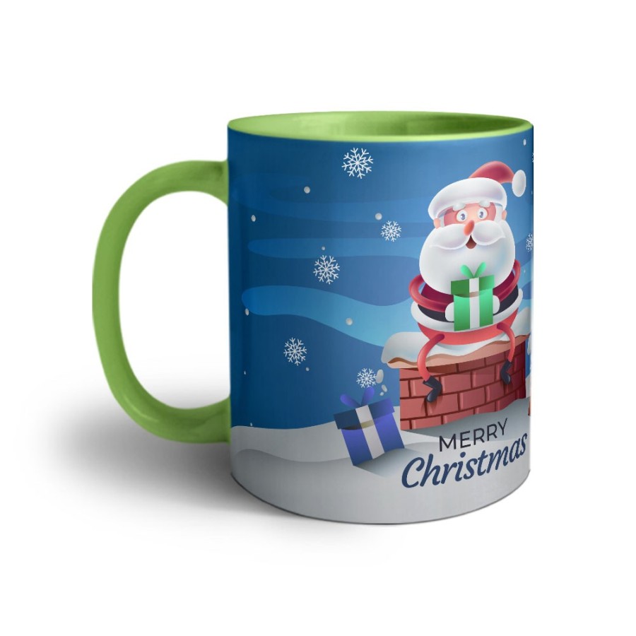 Tazza personalizzabile con nome merry christmas con santa claus e regali Natale