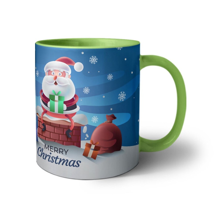 Tazza personalizzabile con nome merry christmas con santa claus e regali Natale