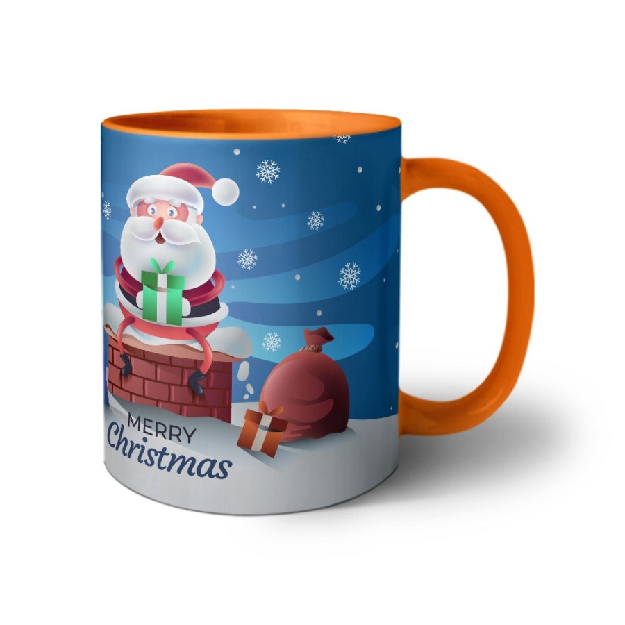 Tazza personalizzabile con nome merry christmas con santa claus e regali Natale