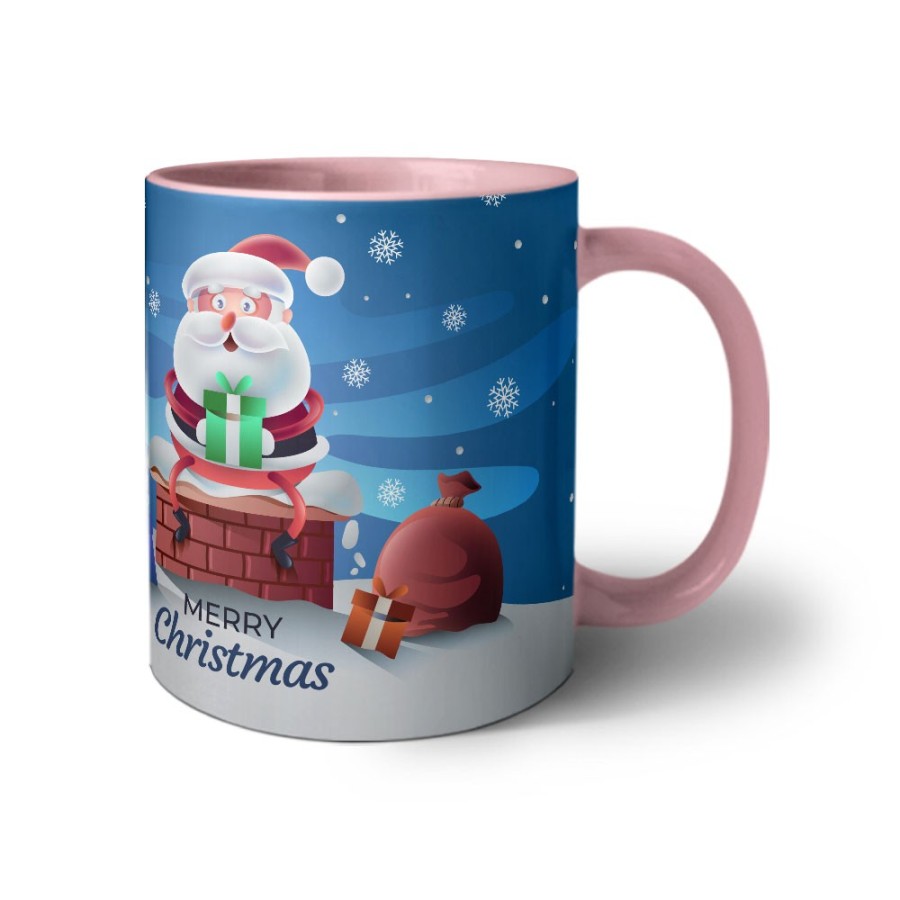 Tazza personalizzabile con nome merry christmas con santa claus e regali Natale