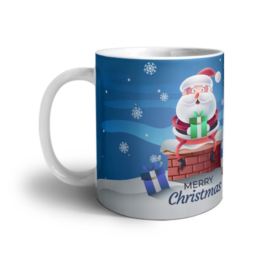 Tazza personalizzabile con nome merry christmas con santa claus e regali Natale
