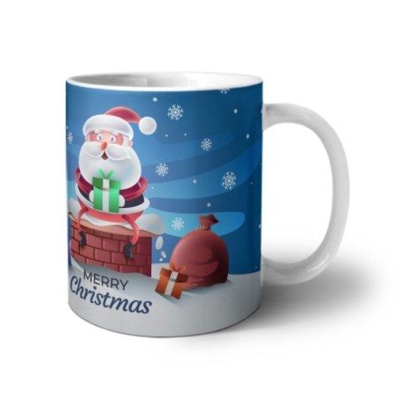 Tazza personalizzabile con nome merry christmas con santa claus e regali Natale
