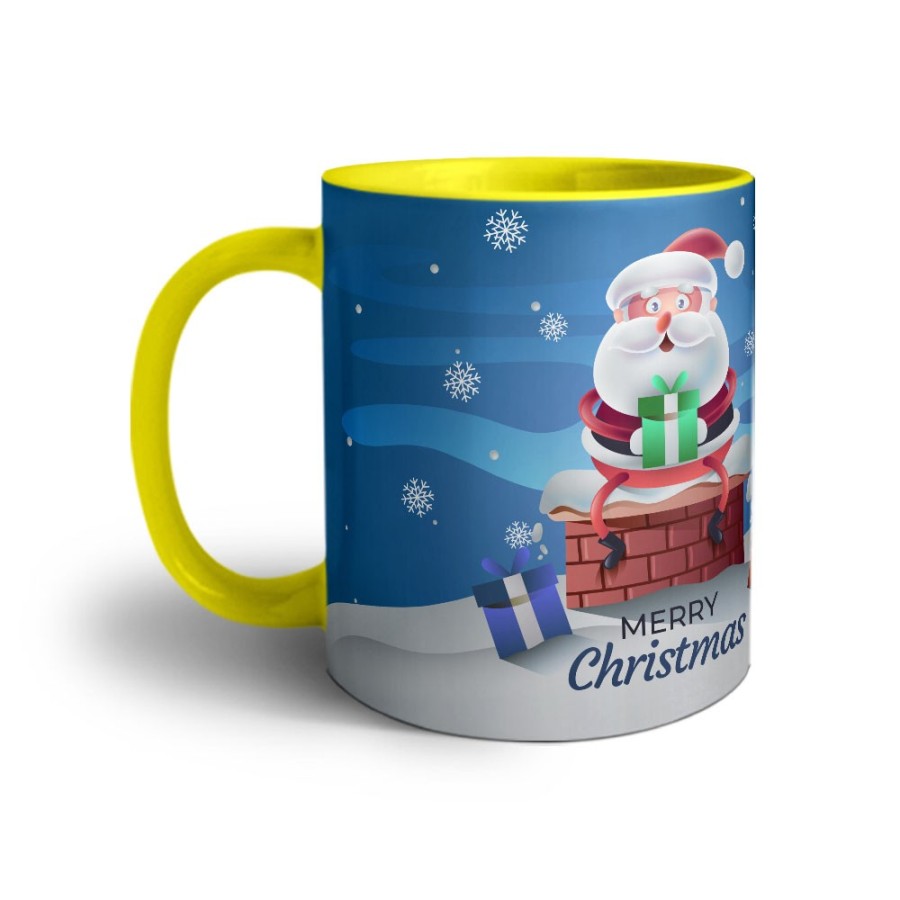 Tazza personalizzabile con nome merry christmas con santa claus e regali Natale