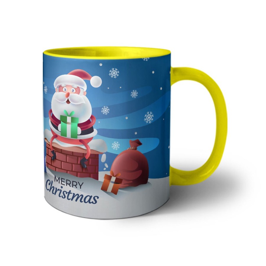 Tazza personalizzabile con nome merry christmas con santa claus e regali Natale