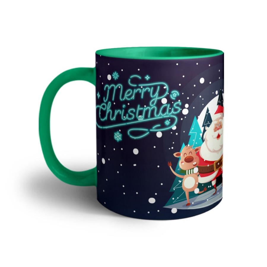 Tazza merry christmas con renne e babbo natale Natale