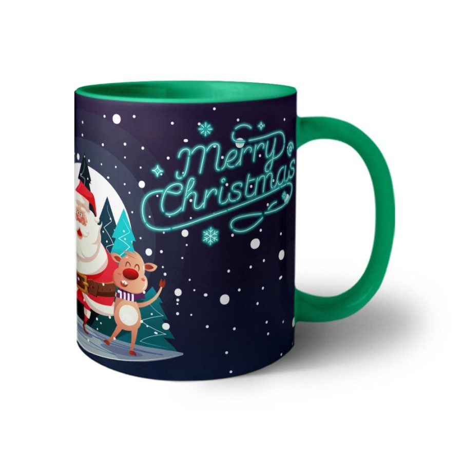 Tazza merry christmas con renne e babbo natale Natale