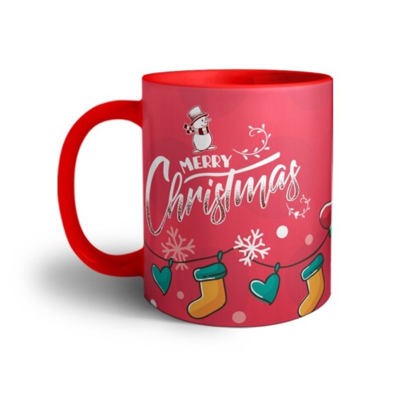 Tazza merry christmas pupazzo di neve e calze natalizie Natale
