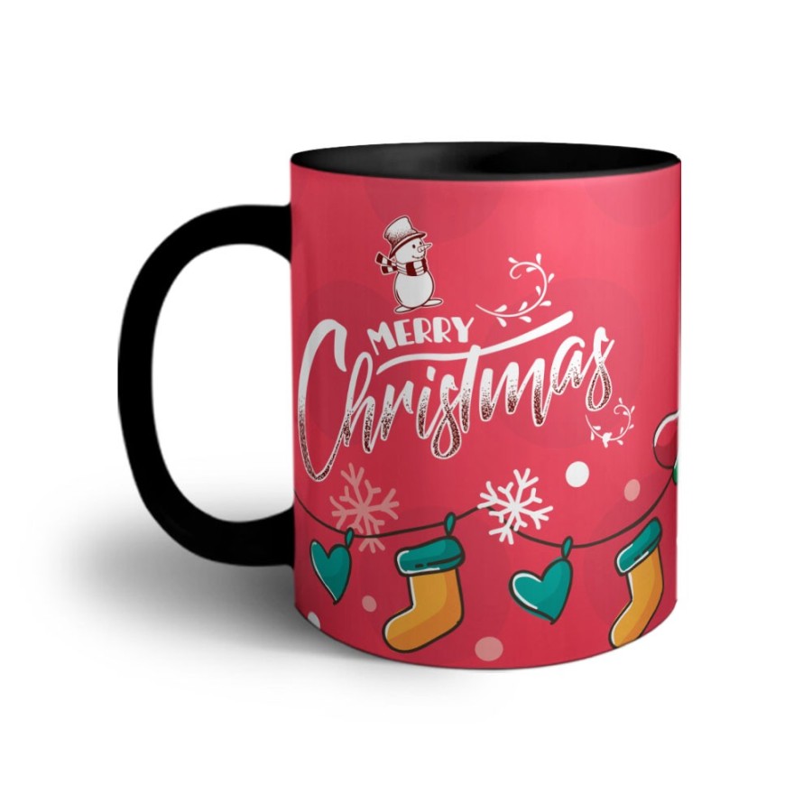 Tazza merry christmas pupazzo di neve e calze natalizie Natale