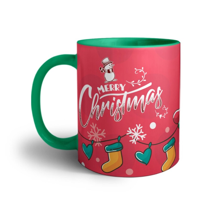 Tazza merry christmas pupazzo di neve e calze natalizie Natale