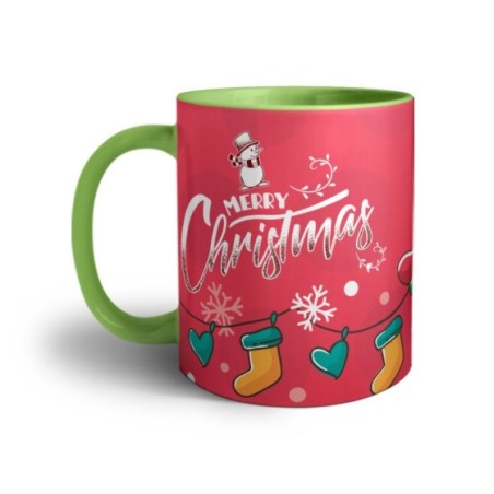 Tazza merry christmas pupazzo di neve e calze natalizie Natale