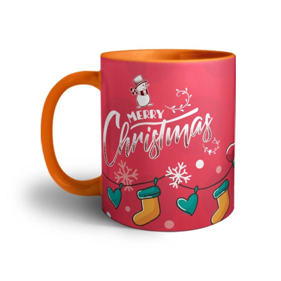 Tazza merry christmas pupazzo di neve e calze natalizie Natale